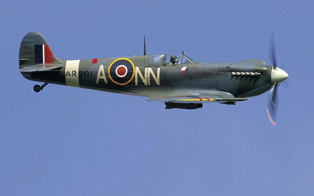 AR501 wearing its authentic 312 (Czech) Squadron paintwork making one of its regular appearances at Old Warden before going in for its major restoration. All Nick Blacow